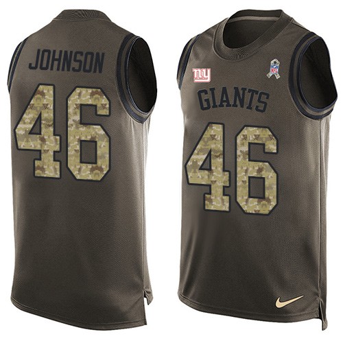 Men's Limited Will Johnson Nike Jersey Green - #46 Salute to Service Tank Top NFL New York Giants